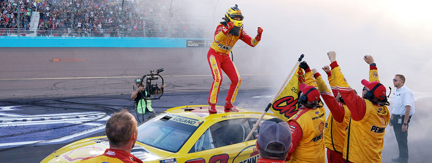 Joey Logano Celebrates Winning