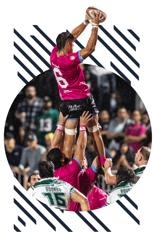 Major League Rugby player making a catch