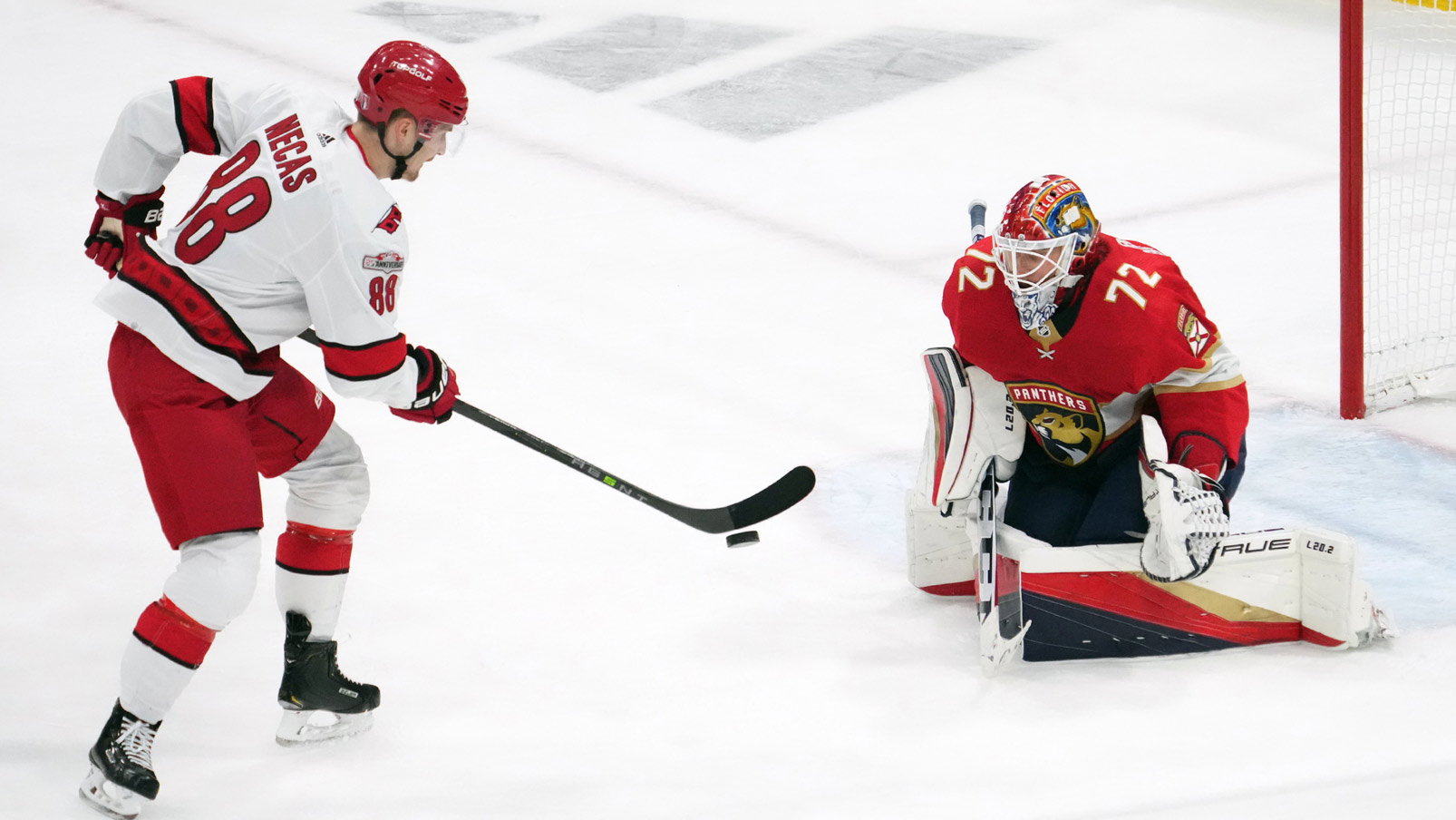 NHL player attempting goal