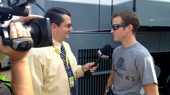 McGee (left) seen here interviewing Kasey Khane. (Ryan McGee/ESPN)