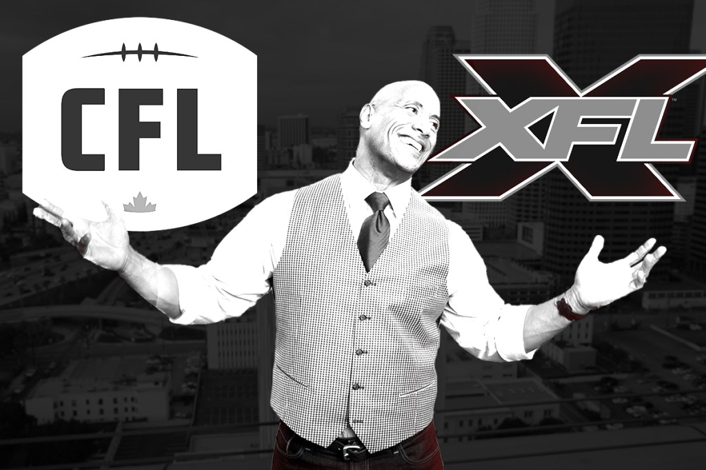 johnson_posing_in_front_of_cfl_xfl_logos