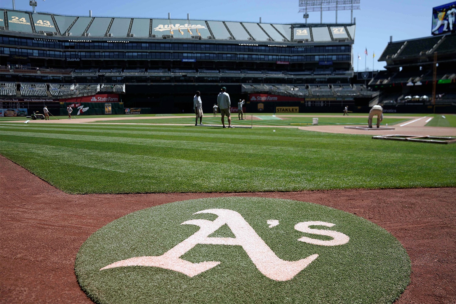 Oakland A's logo at RingCentral Coliseum