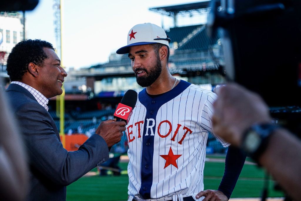 Bally Sports reporter interviews Detroit Lions player
