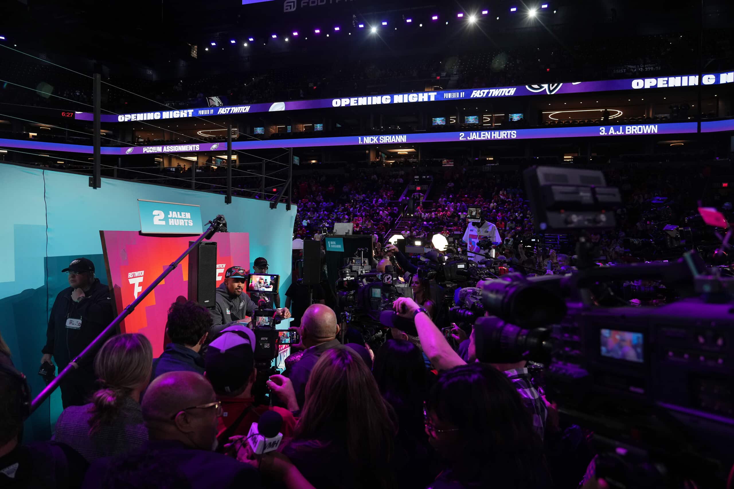 Media at NFL Super Bowl Opening Night.