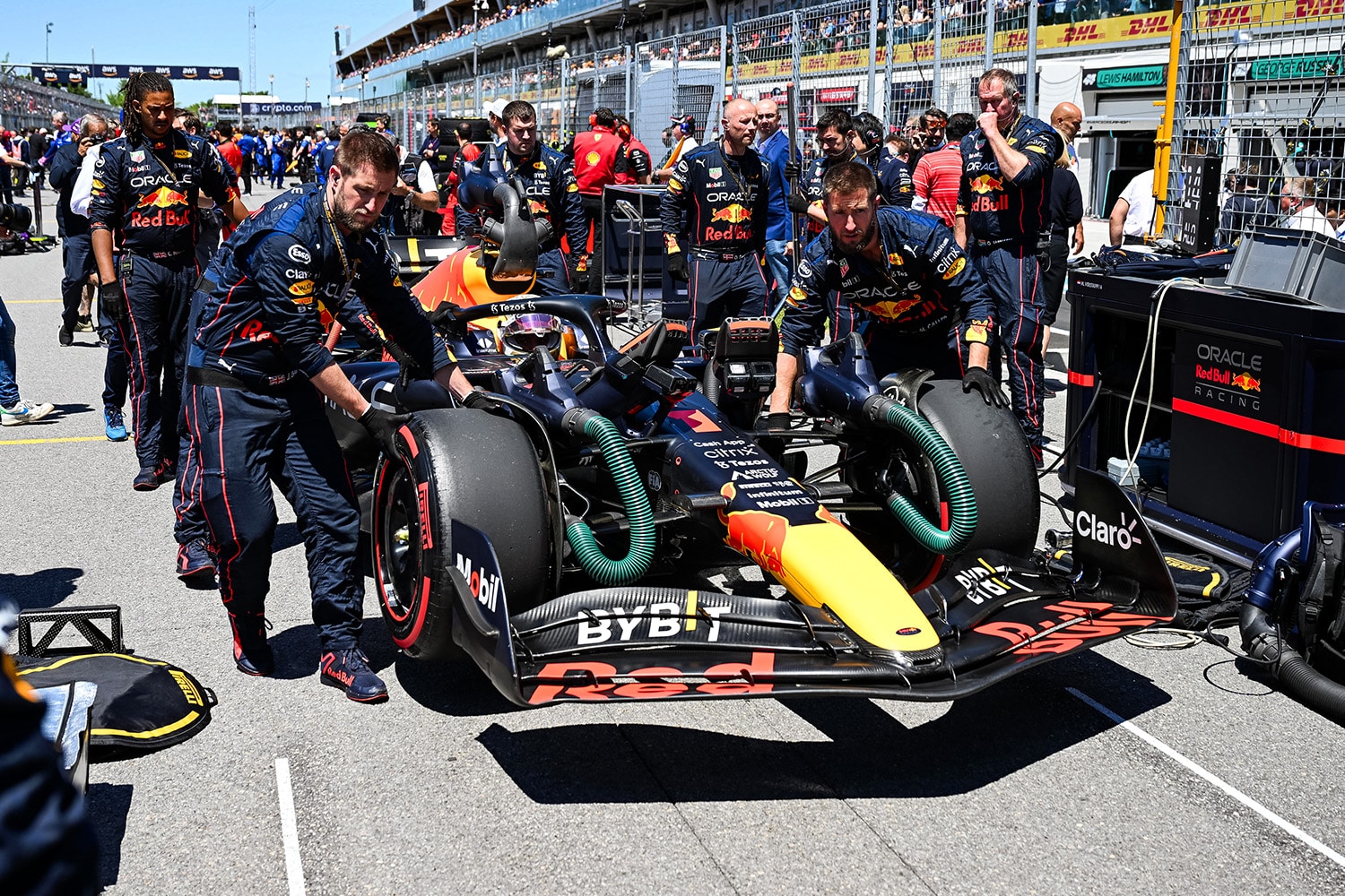 Red Bull Racing driver Max Verstappen and the AlphaTauri team