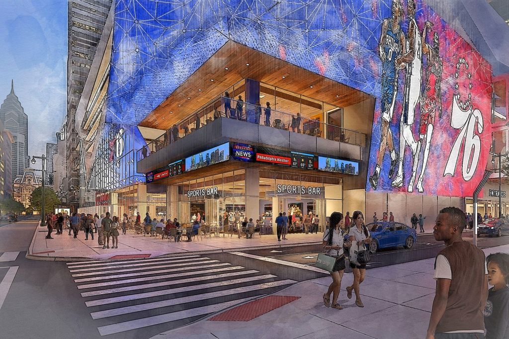 An artistic rendering of the new Center City arena and development for the Philadelphia 76ers