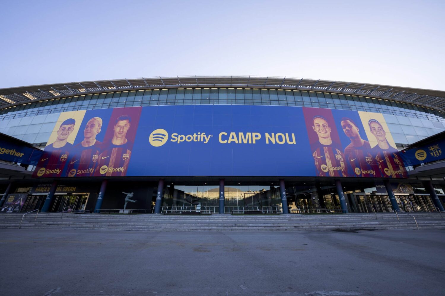 A front view of Spotify Camp Nou.