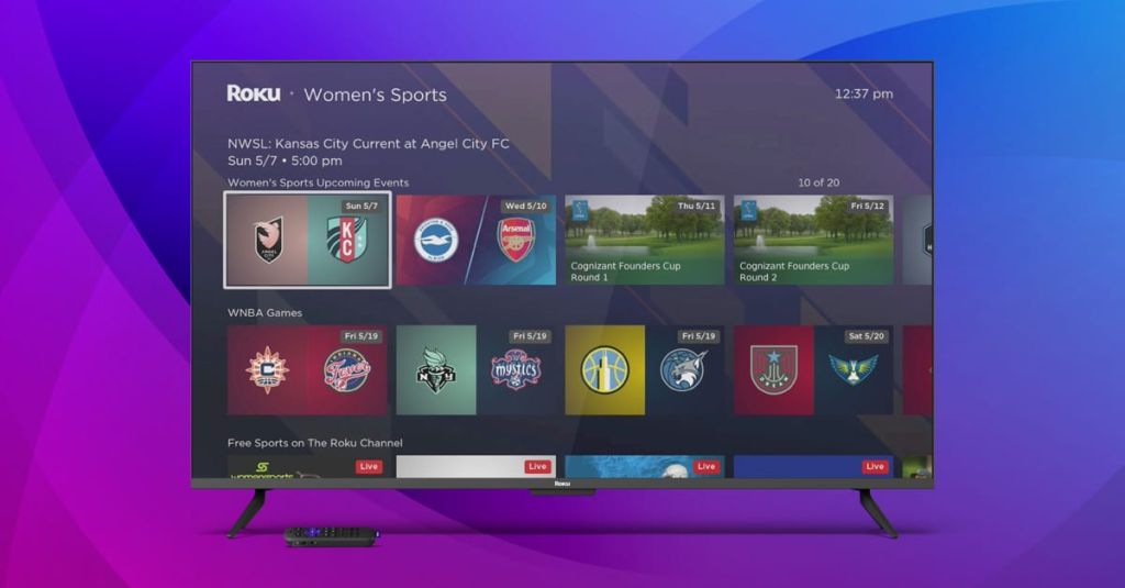 Roku's new hub will stream NWSL, WNBA, LPGA, and more.