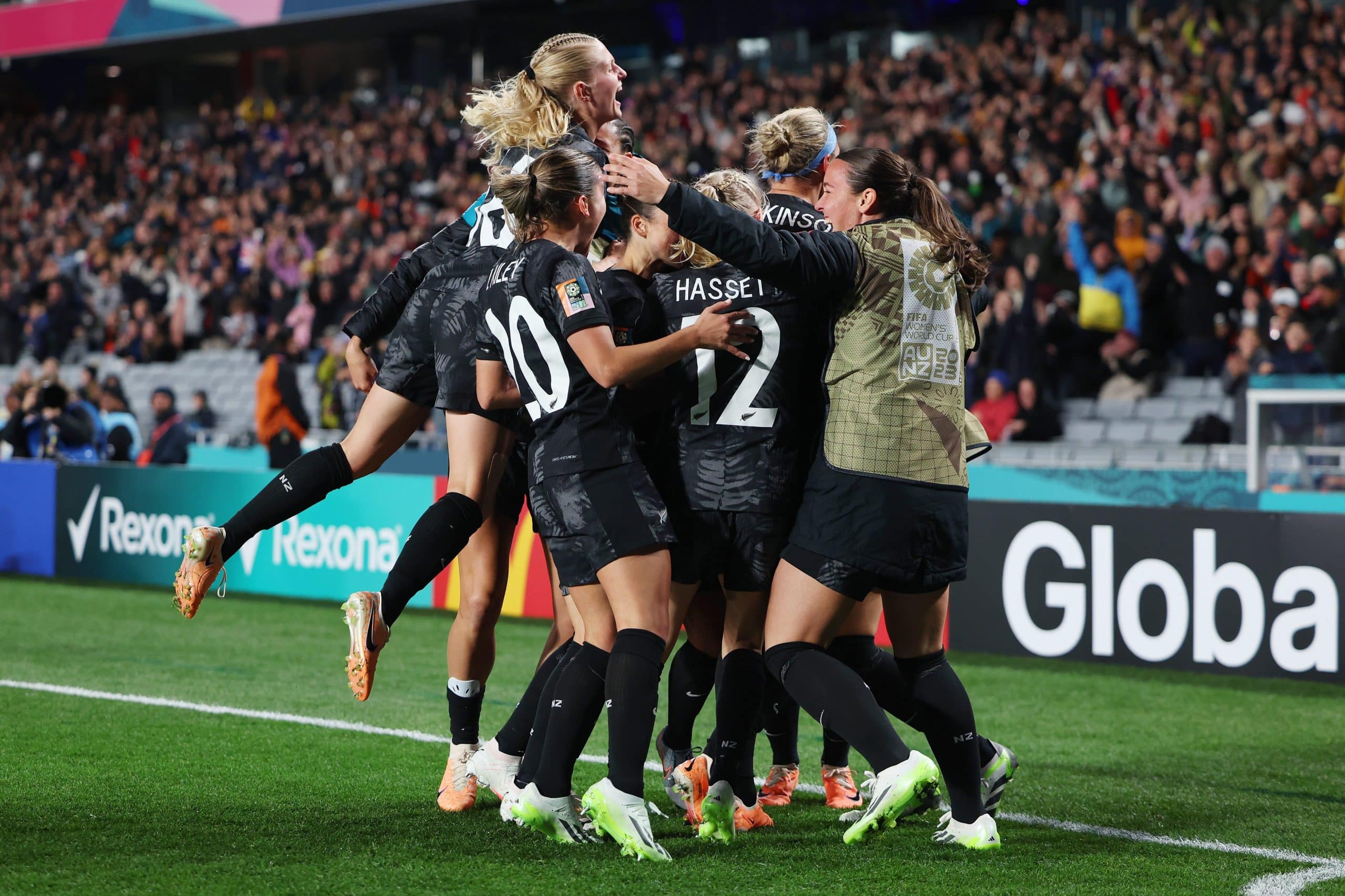 New Zealand celebrates a major upset against Norway.