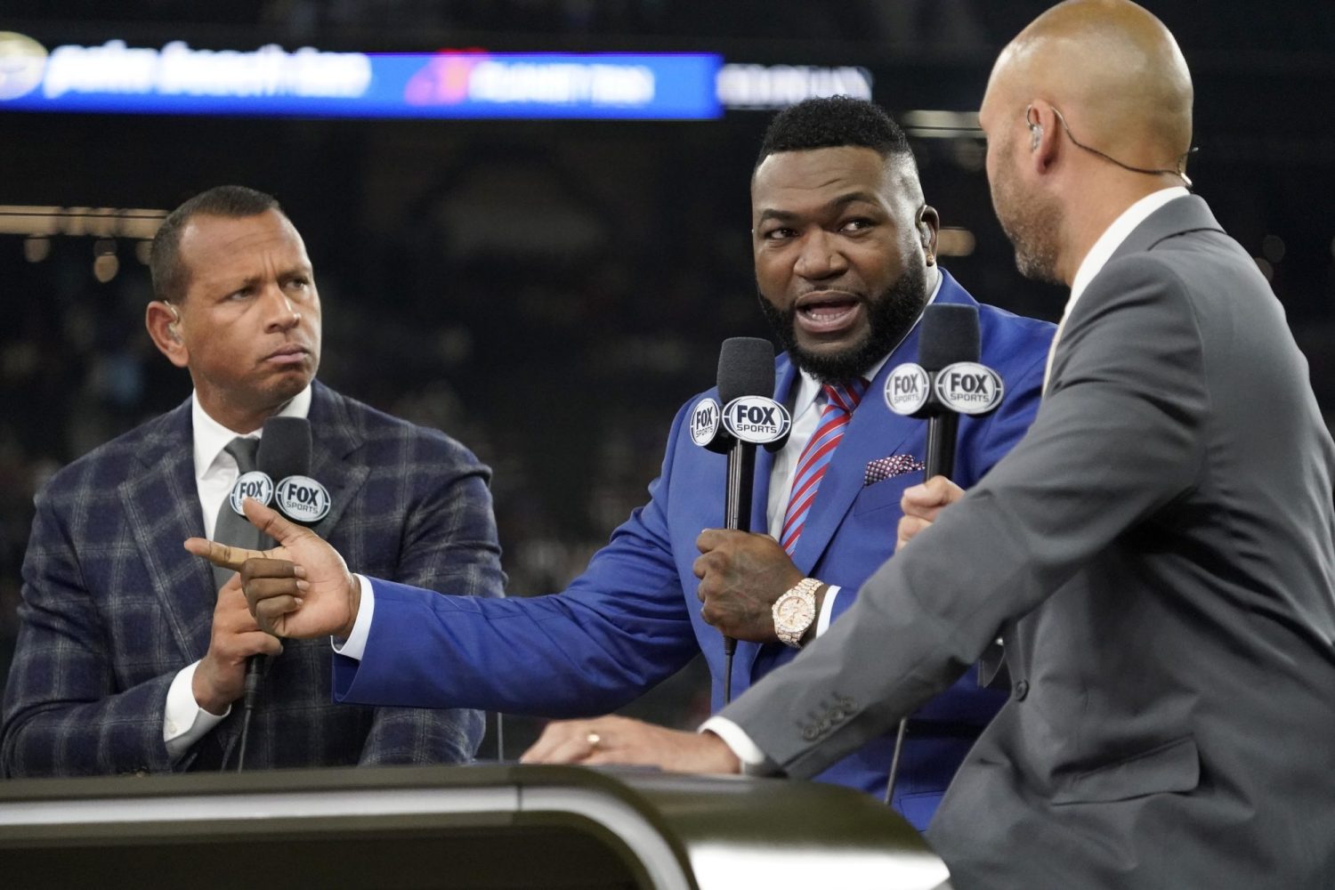 Fox's Alex Rodriguez, David Ortiz and Derek Jeter at 2023 World Series.