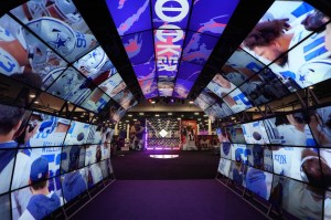 Feb 6, 2024; Las Vegas, NV, USA; The entrance to the locker room exhibit at the NFL Experience at the Mandalay Bay resort and casino.