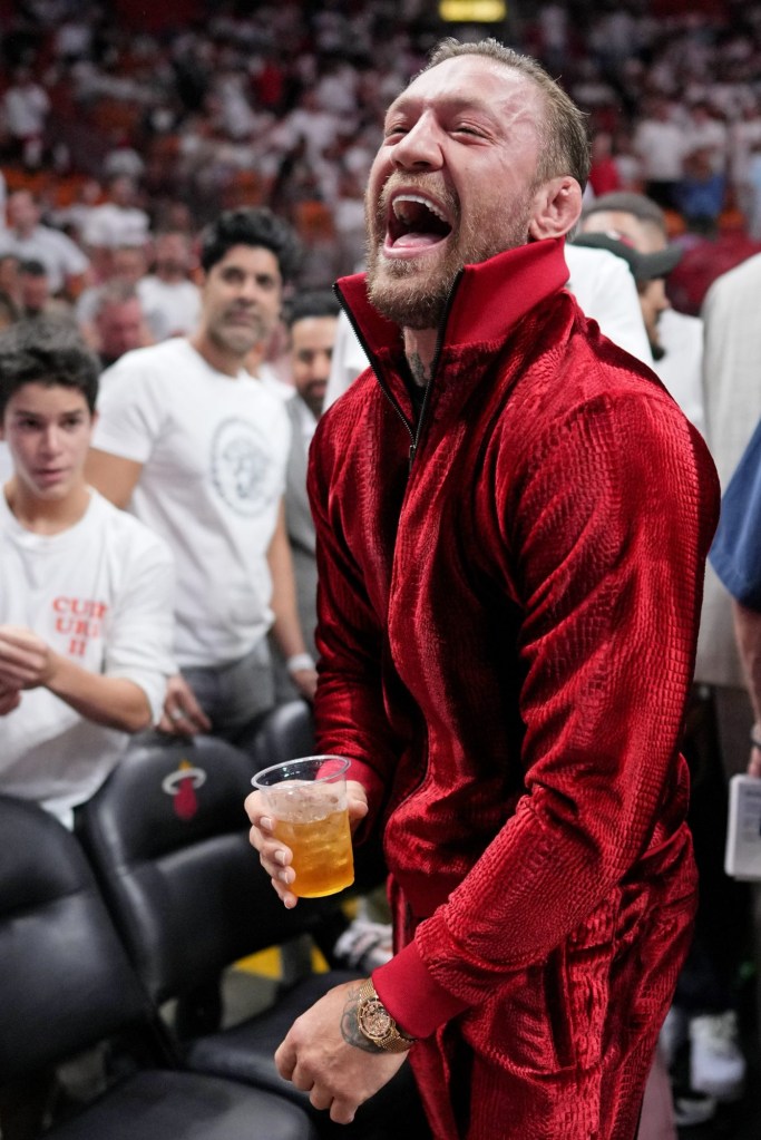 Conor McGregor seen with a drink on June 9, 2023.