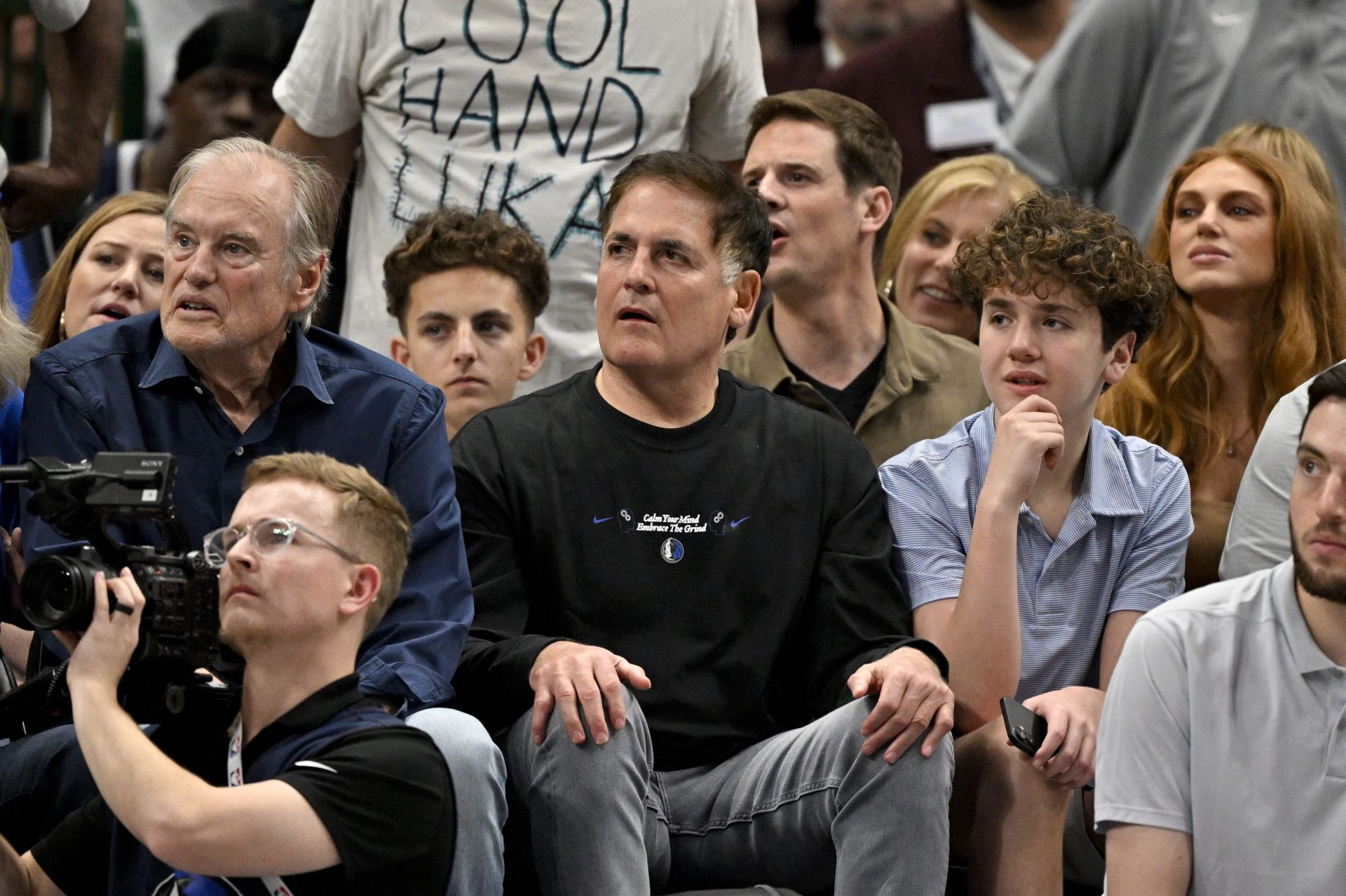 Feb 8, 2025; Dallas, Texas, USA; Mark Cuban watches the game between the Dallas Mavericks and the Houston Rockets at the American Airlines Center.