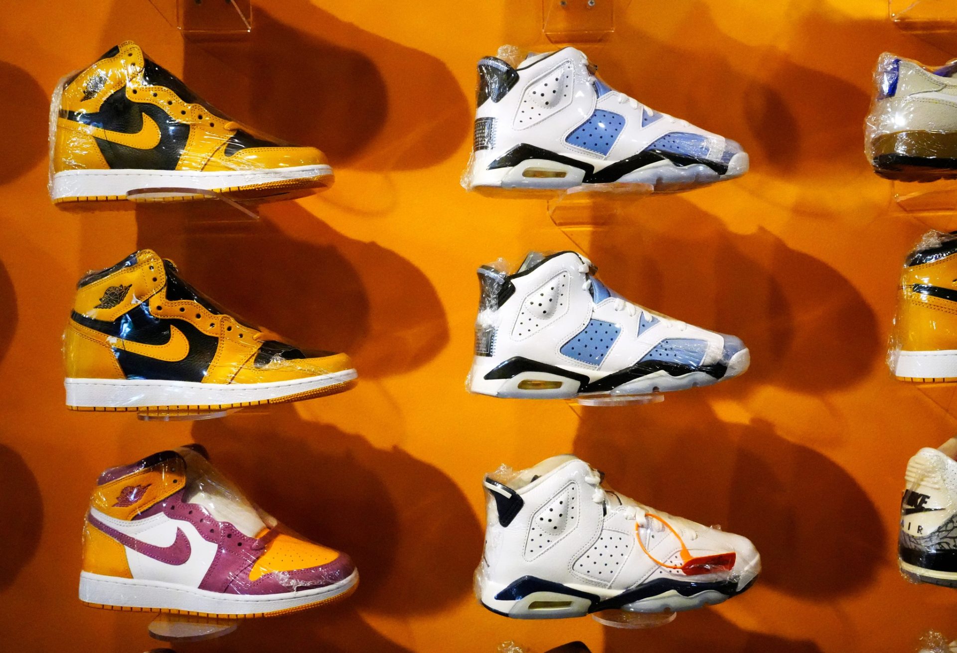 Air Jordans are on display at Sole Food on West Fourth in Downtown Cincinnati. The store, owned by William Foreman, offers high-end sneakers that you won’t see in most stores. The most expensive shoe is a Jordan 1 Low Travis Scott “Phantom” that sells for $850.00. Thursday, June 22, 2023