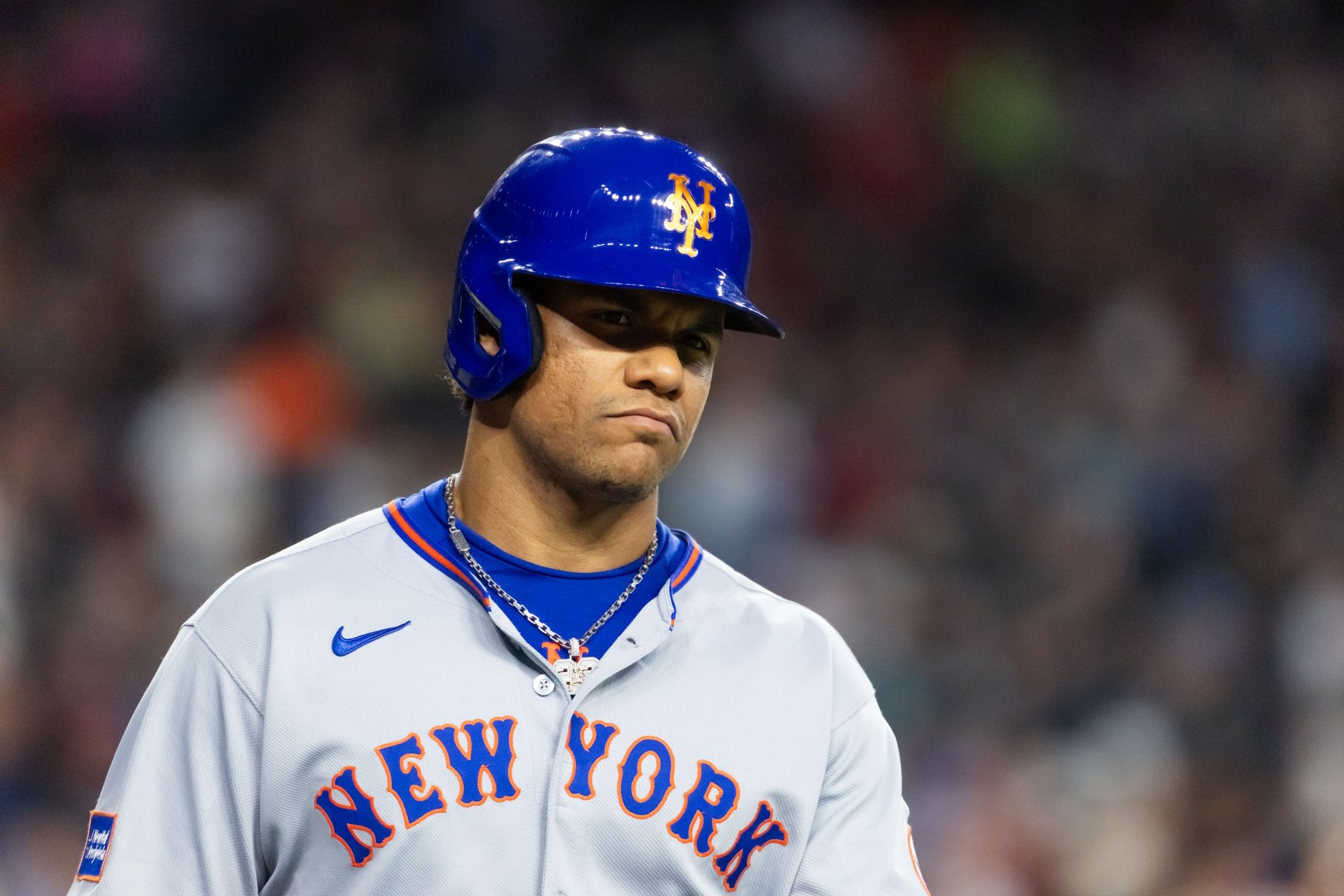 May 5, 2025; Phoenix, Arizona, USA; New York Mets outfielder Juan Soto in the eighth inning against the Arizona Diamondbacks at Chase Field.