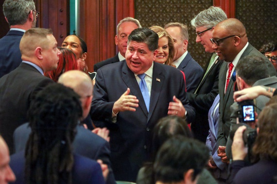 Illinois Gov. JB Pritzker speaks after giving his annual State of the State address on Wednesday, Feb. 19, 2025, in Springfield.