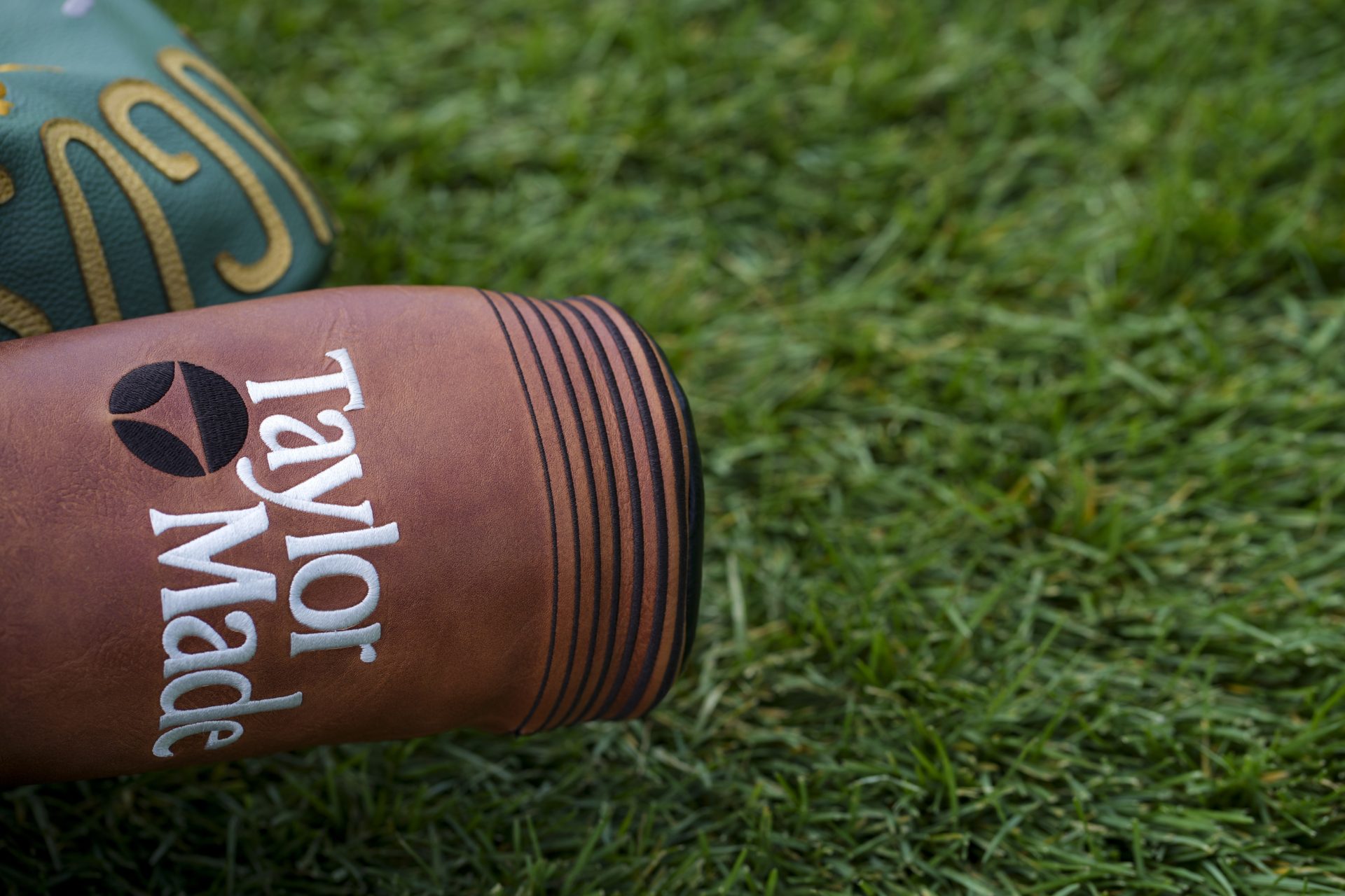May 29, 2025; Dublin, Ohio, USA; The TaylorMade club cover of Tommy Fleetwood is seen during the first round of the Memorial Tournament presented by Workday golf tournament.