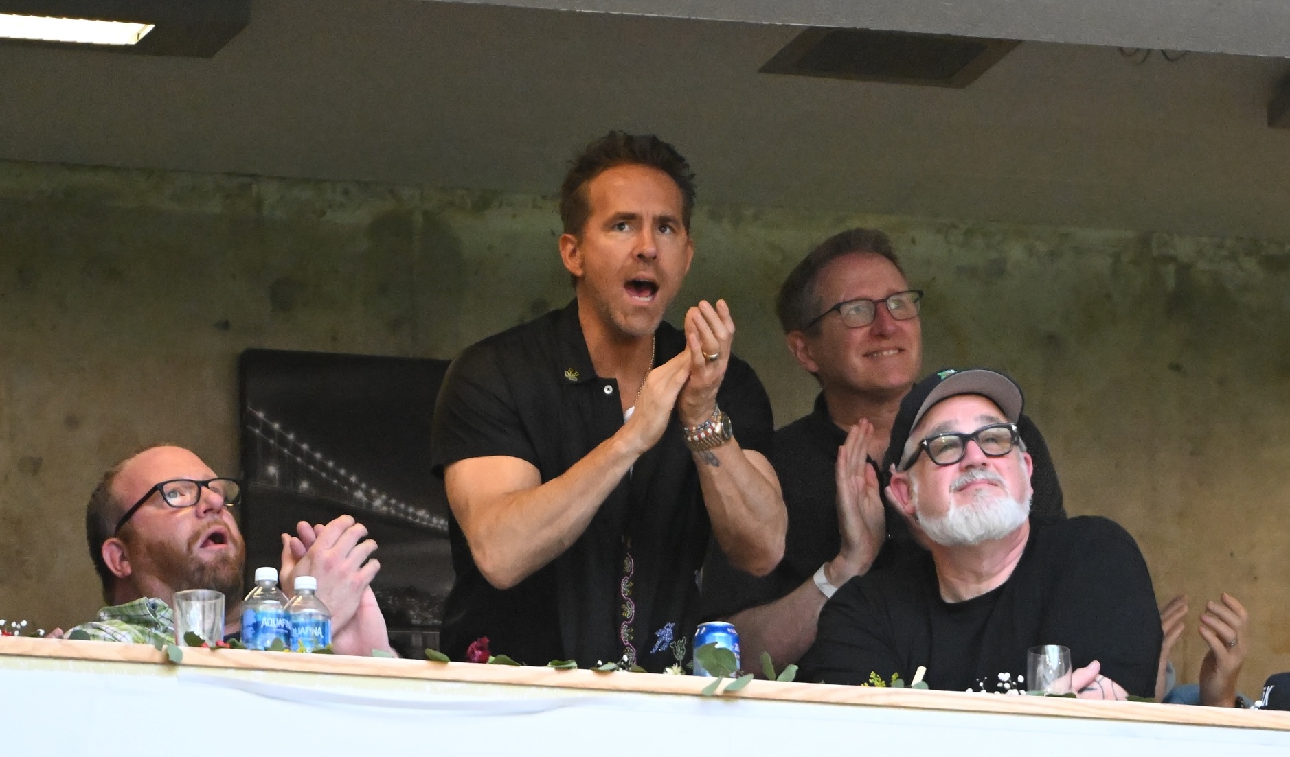 Jul 27, 2024; Vancouver, British Columbia, CAN; Wrexham FC owner Ryan Reynolds during the first half of the match against Vancouver Whitecaps FC at BC Place.
