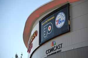 Oct 27, 2024; Philadelphia, Pennsylvania, USA; A general view of the Wells Fargo Center before game between Philadelphia Flyers and Montreal Canadiens.
