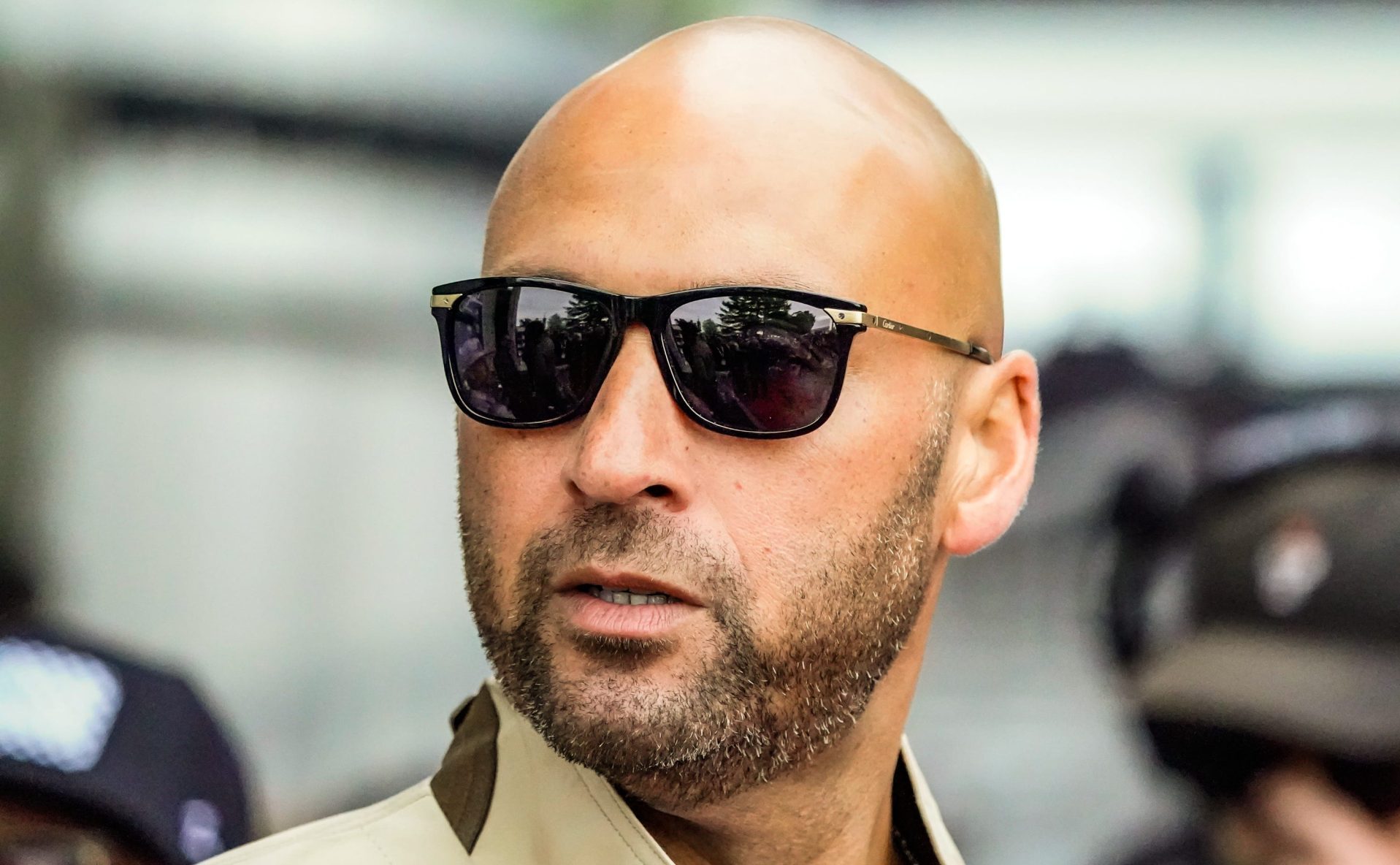 May 25, 2025; Indianapolis, Indiana, USA; Derek Jeter walks the red carpet on Sunday, May 25, 2025, ahead of the 109th running of the Indianapolis 500 at Indianapolis Motor Speedway