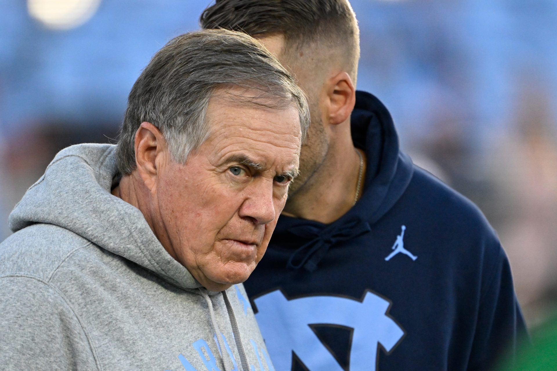 Sep 1, 2025; Chapel Hill, North Carolina, USA; North Carolina Tar Heels head coach Bill Belichick on the field before the game at Kenan Stadium