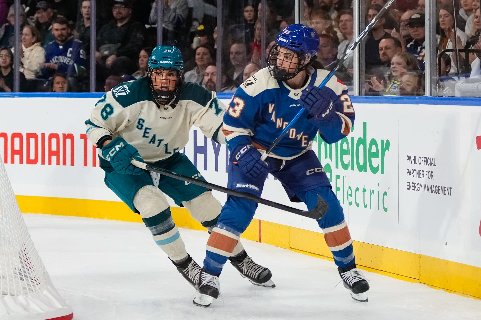 VANCOUVER, CANADA - NOVEMBER 21: the PWHL regular season game between the *Visitor* and the Seattle Torrent at the Pacific Coliseum on November 21, 2025 in Vancouver, British Columbia, Canada. (Photo by /PWHL)