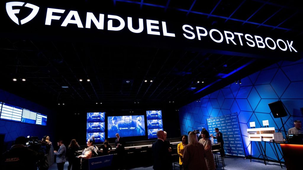 A view of the FanDuel Sportsbook betting area at Belterra Park Cincinnati.