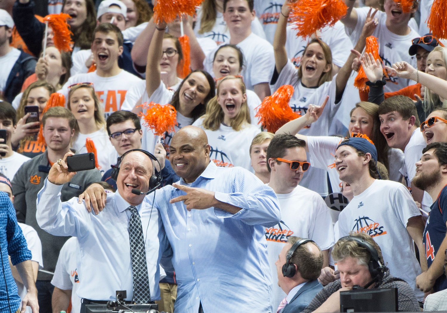 ESPN's Dick Vitale and former Auburn basketball player Charles Barkley at Auburn Arena in Auburn, Ala., on Saturday, Jan. 19, 2019. Kentucky leads Auburn 35-27 at halftime.