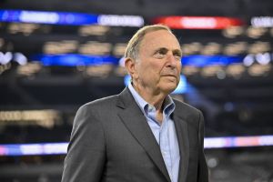Nov 3, 2025; Arlington, Texas, USA; NHL commissioner Gary Bettman looks on before the game between the Dallas Cowboys and the Arizona Cardinals at AT&T Stadium.