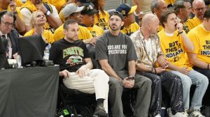 Jun 11, 2025; Indianapolis, Indiana, USA; Fanatics chief executive officer Michael Rubin attends game three of the 2025 NBA Finals between the Oklahoma City Thunder and the Indiana Pacers at Gainbridge Fieldhouse.