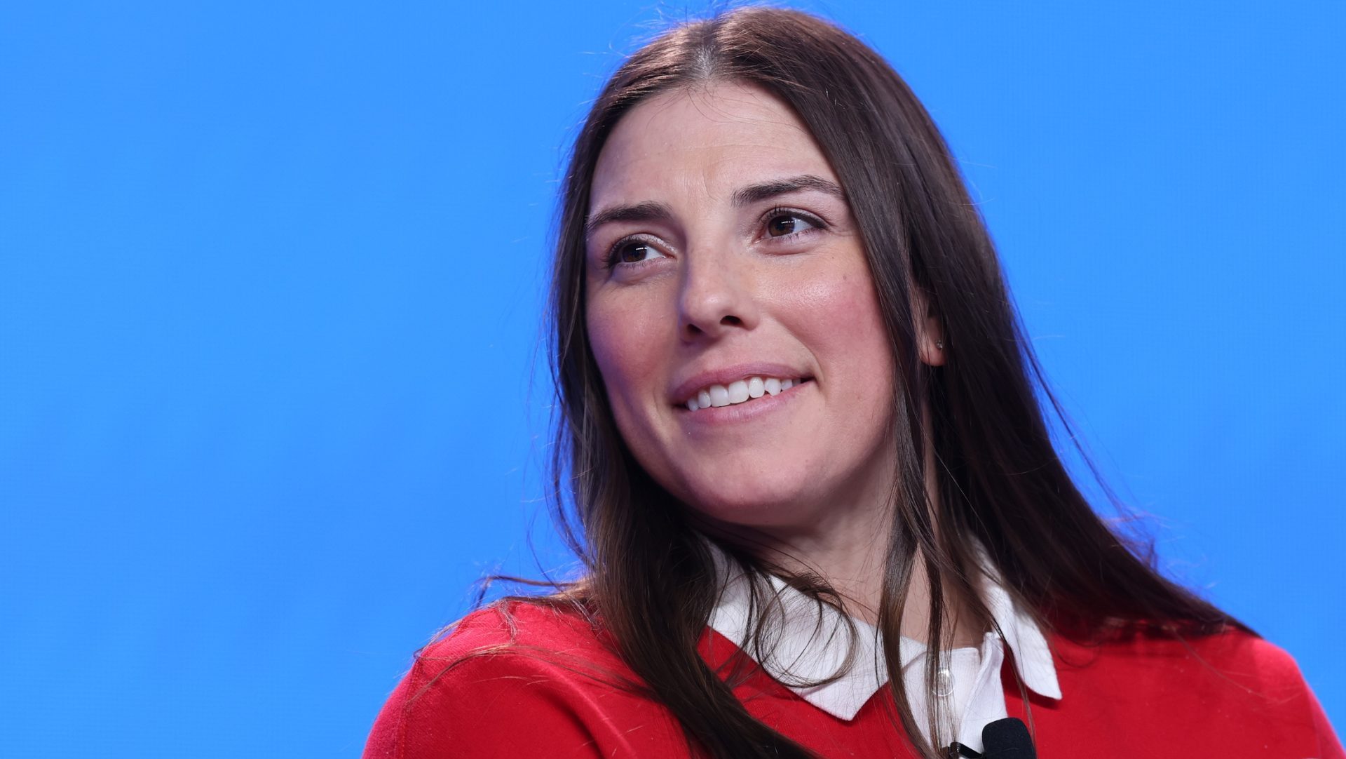 Oct 29, 2025; New York, NY, UNITED STATES; Hilary Knight, Hockey, speaks to the media during the U.S. Olympic Team Media Summit in preparation for the 2026 Milan Olympic Winter Games at Javits Center. Mandatory Credit: Vincent Carchietta-Imagn Images