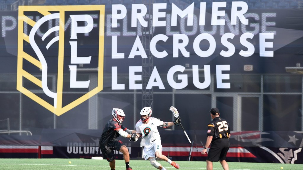 Jun 1, 2019; Foxborough, MA, USA; Whipsnakes LC Attack Ben Reeves (2) controls the ball while Chaos LC Midfielder Deemer Class (10) defends during the second half at Gillette Stadium. Mandatory Credit: Bob DeChiara-USA TODAY Sports