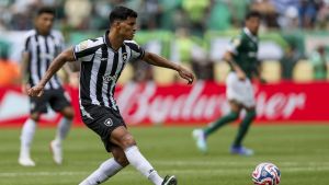 Jun 28, 2025; Philadelphia, Pennsylvania, USA; Botafogo midfielder Danilo (5) kicks the ball during the second half during a round of 16 match of the 2025 FIFA Club World Cup at Lincoln Financial Field.