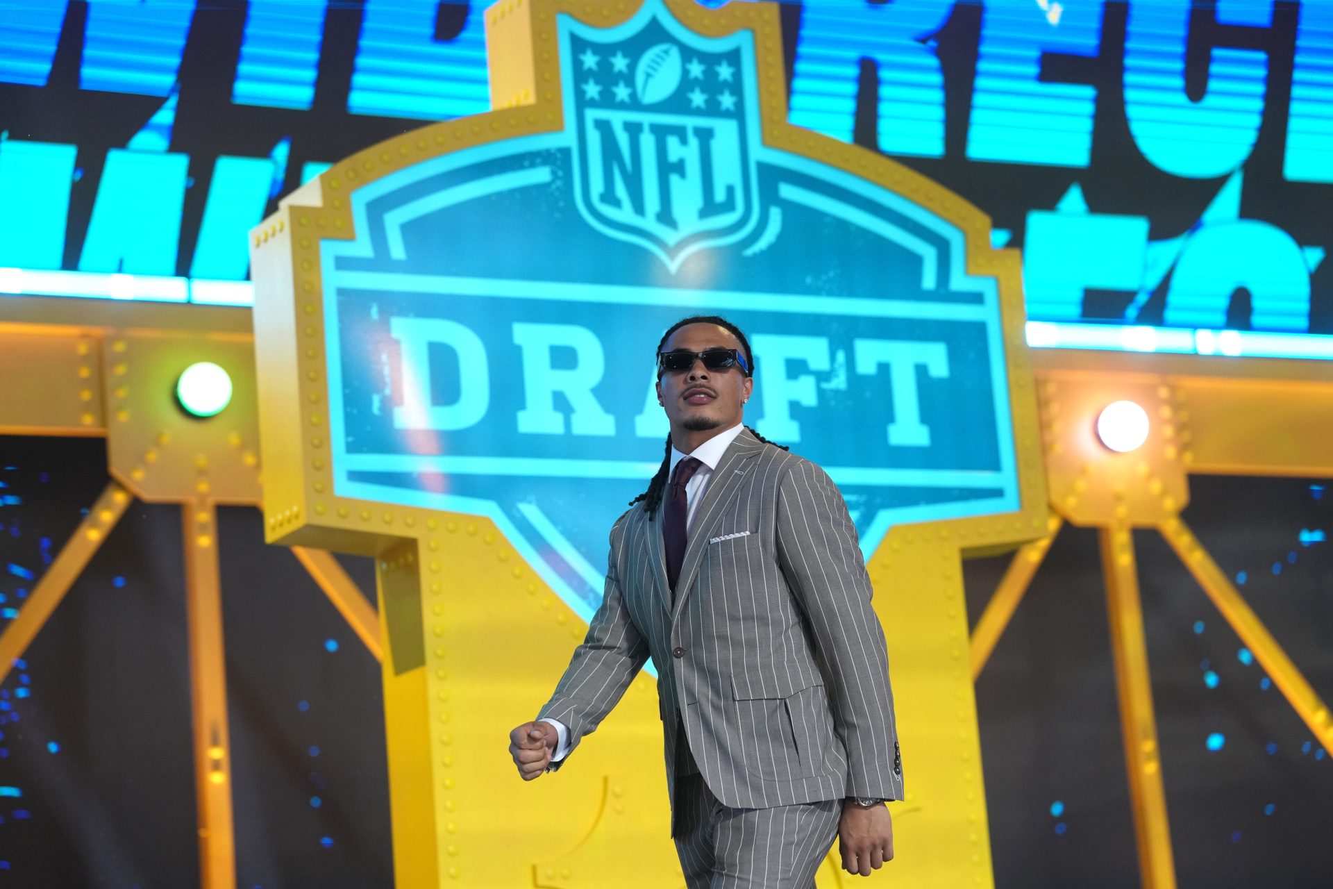 Apr 23, 2026; Pittsburgh, PA, USA; Southern California Trojans receiver Makai Lemon is introduced before the 2026 NFL Draft at Acrisure Stadium.