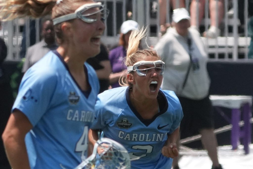 May 24, 2026; Evanston, IL, USA; North Carolina Tar Heels attack Chloe Humphrey (2) celebrates her goal against the Northwestern Wildcats during the second half at Martin Stadium. Mandatory Credit