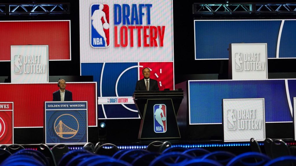May 10, 2026; Chicago, IL, USA; Rehearsal before the 2026 NBA Draft Lottery at Navy Pier. Mandatory Credit: David Banks-Imagn Images