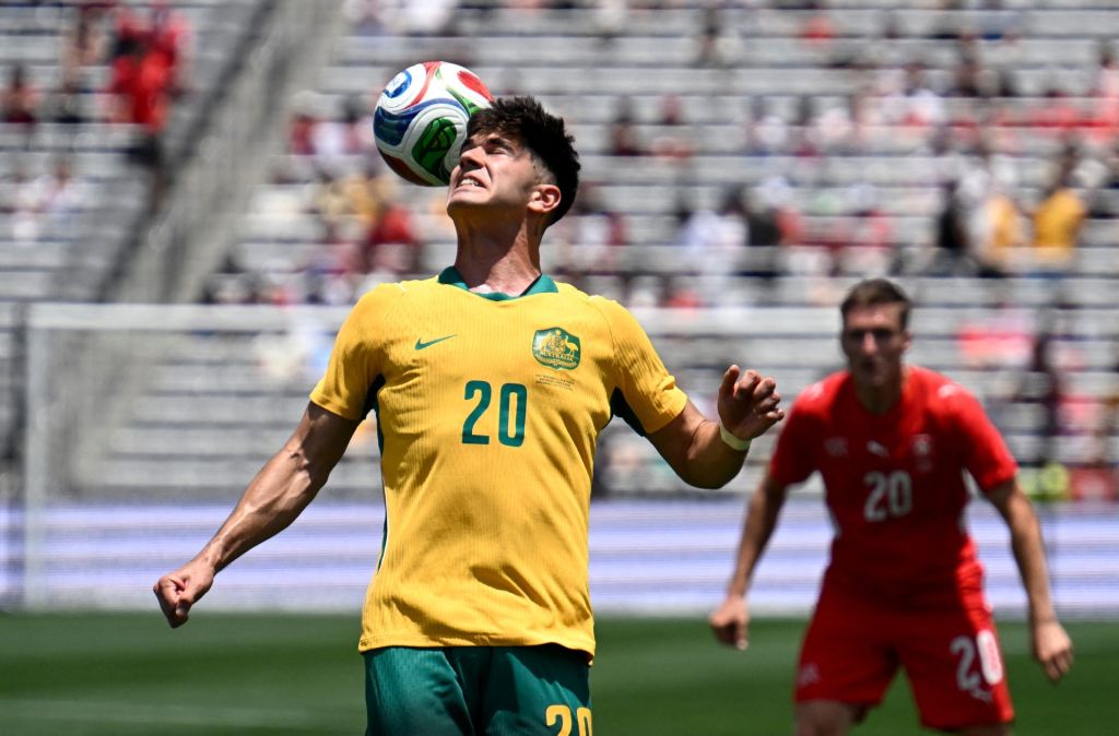 Soccer Football - International Friendly - Switzerland v Australia - Snapdragon Stadium, San Diego, California, U.S. - June 6, 2026 Australia's Cristian Volpato in action