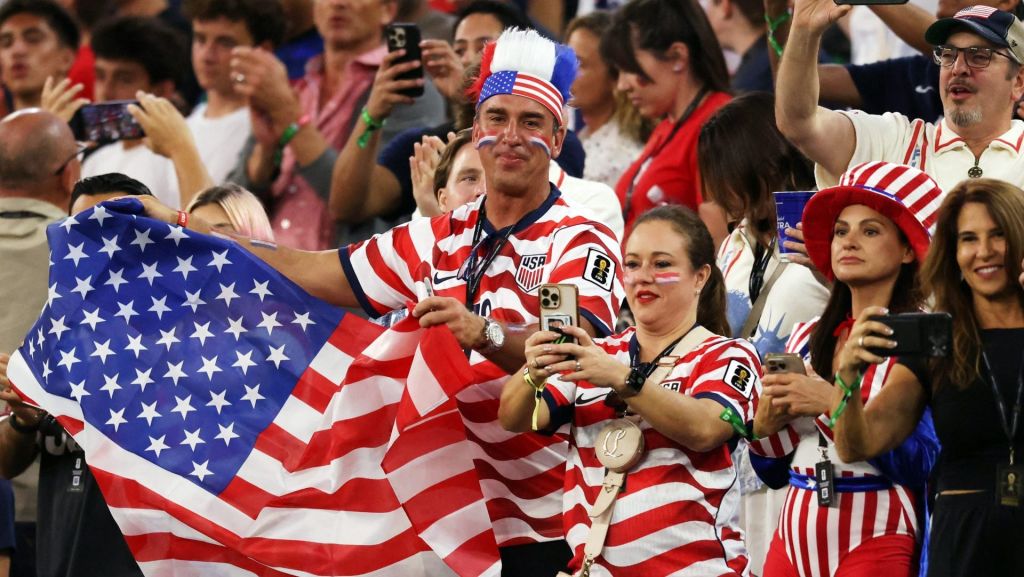Soccer Football - FIFA World Cup 2026 - Group D - United States v Paraguay - Los Angeles Stadium, Inglewood, California, U.S. - June 12, 2026 United States fans celebrate after the match