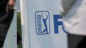FILE PHOTO: A view shows the logo of PGA Tour during the Canadian Open Championship at Oakdale Golf and Country Club in Toronto, Ontario, Canada June 7, 2023. REUTERS/Nick Lachance/File Photo