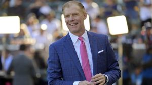 Dec 7, 2024; Carson, California, USA; Alexi Lalas looks on before the 2024 MLS Cup between the LA Galaxy and the New York Red Bulls at Dignity Health Sports Park. Mandatory Credit: Jayne Kamin-Oncea-Imagn Images
