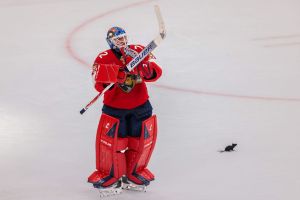 Apr 2, 2026; Sunrise, Florida, USA; Florida Panthers goaltender Sergei Bobrovsky (72) acknowledges the fans after the game against the Boston Bruins at Amerant Bank Arena.