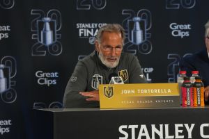 Jun 1, 2026; Raleigh, North Carolina, USA; Vegas Golden Knights head coach John Tortorella during media day for the 2026 Stanley Cup Final at Lenovo Center.