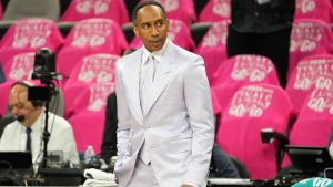 Jun 3, 2026; San Antonio, Texas, USA; NBA analyst for ESPN,Stephen A. Smith before game one of the 2026 NBA Finals at Frost Bank Center. Mandatory Credit: Scott Wachter-Imagn Images