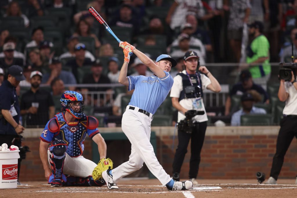 Jul 14, 2025; Atlanta, GA, USA; Argyle High School player Grady Emerson during the 2025 Home Run Derby at Truist Park.