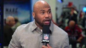 Feb 4, 2026; San Francisco, CA, USA; Carolina Panthers former receiver Steve Smith Sr. on the NFL Network set at the Super Bowl LX media center at the Moscone Center. Mandatory Credit: Kirby Lee-Imagn Images