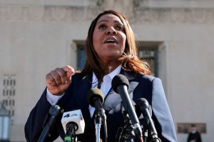 FILE PHOTO: New York Attorney General Letitia James speaks to the media in Norfolk, Virginia, U.S., October 24, 2025.