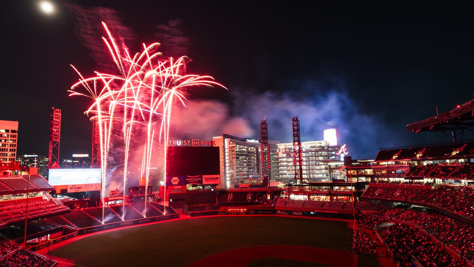ATLANTA, GA - September 05: Georgia Lottery fireworks after the game against the Seattle Mariners at Truist Park on Friday, September 5, 2025 in Atlanta, Georgia.