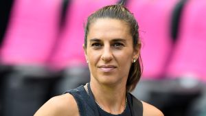 Jun 25, 2023; Harrison, New Jersey, USA; Carli Lloyd before the game between the Chicago Red Stars and NJ/NY Gotham FC at Red Bull Arena. Mandatory Credit: Dennis Schneidler-USA TODAY Sports