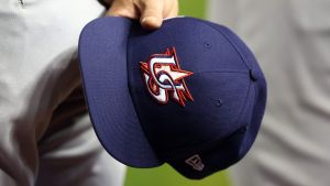 Mar 15, 2023; Phoenix, Arizona, USA; Detailed view of a Team USA baseball hat during the World Baseball Classic at Chase Field. Mandatory Credit: Mark J. Rebilas-USA TODAY Sports