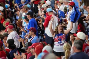 Jul 13, 2026; Philadelphia, PA, USA; Baseball fans react before the final round of the All Star-Home Run Derby at Citizens Bank Park.